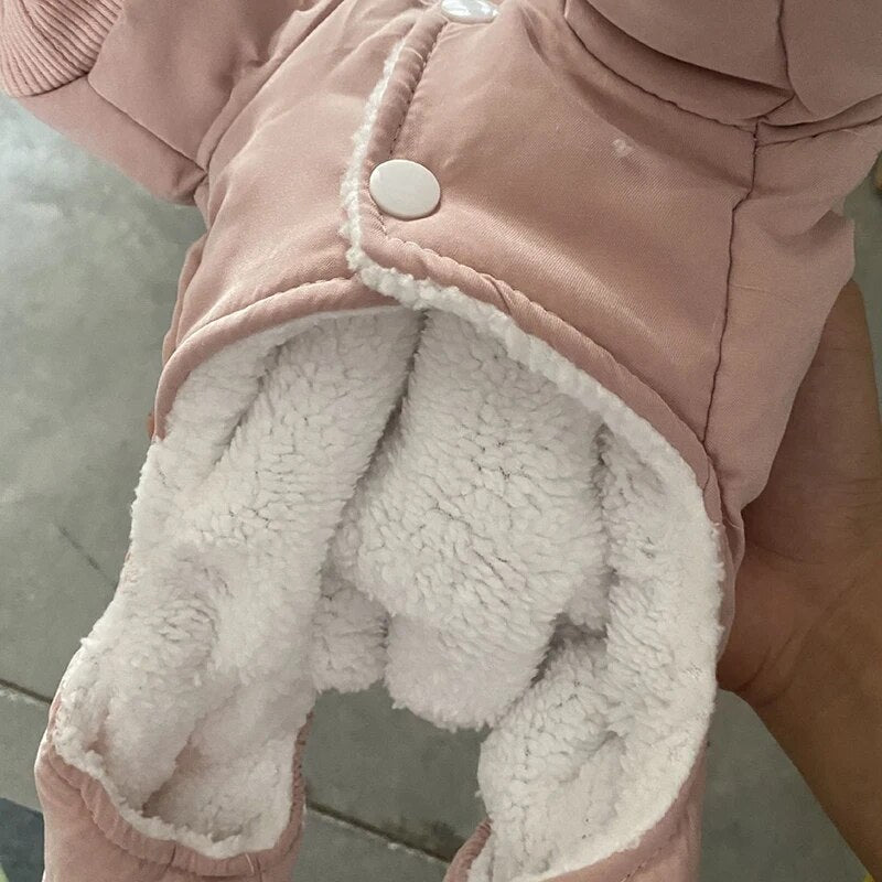 Winter Dog Clothes Warm Fleece Pet Jumpsuits Fashion Solid Pet Clothing