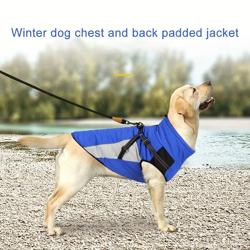 Autumn Winter Dog Jacket with Harness Dogs Reflective Safety Pet Snow Coat