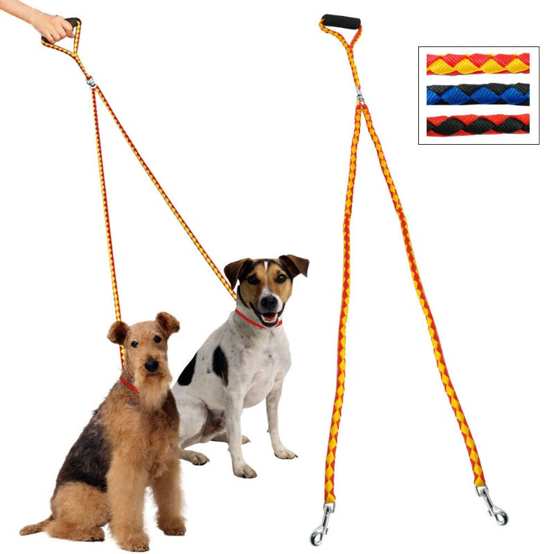 Two Dogs Nylon Tangle Free Dual Pet Dog Double Leash