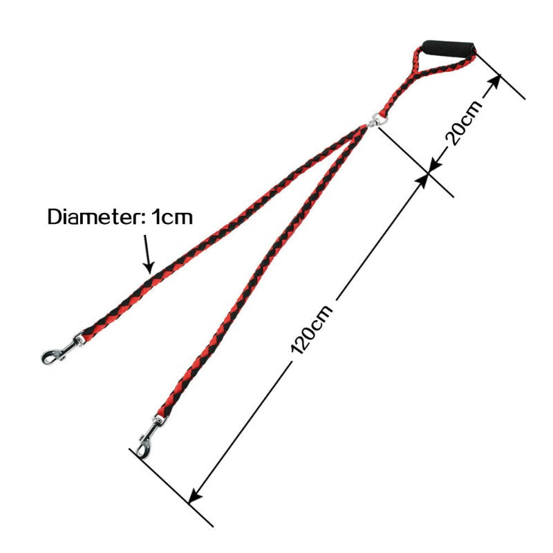 Two Dogs Nylon Tangle Free Dual Pet Dog Double Leash