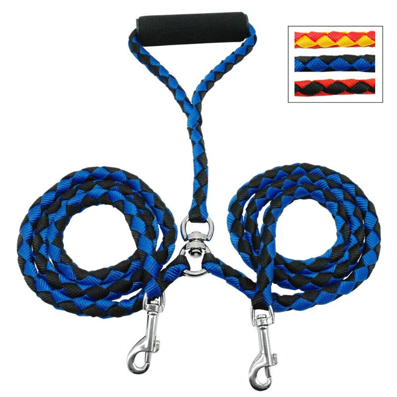 Two Dogs Nylon Tangle Free Dual Pet Dog Double Leash