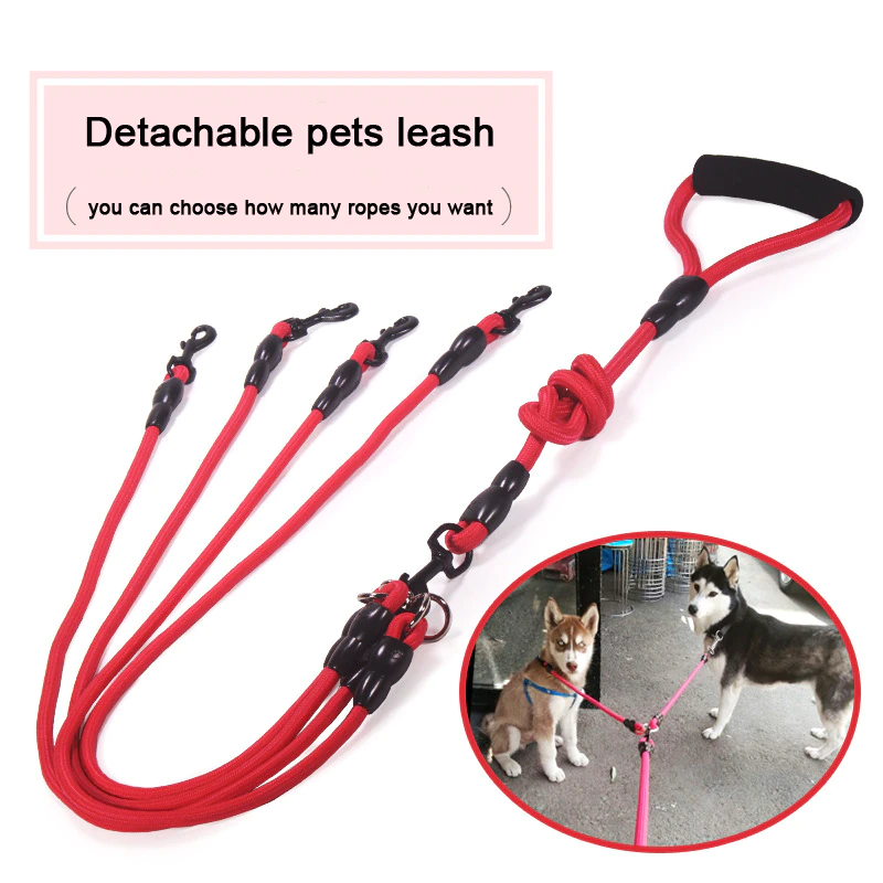 Pet Dog Leash Nylon Rope Double Dual Two Heads
