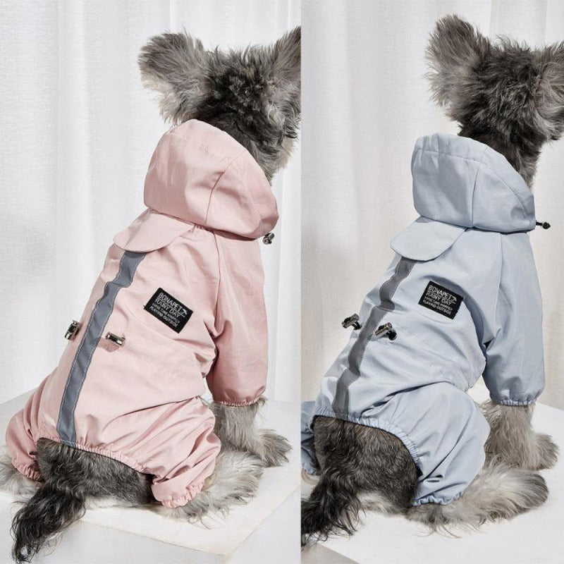 Dog Raincoat for Large Dogs Split Design Fully Covered Waterproof Pet Rain Poncho with Hood Reflective Outdoor Rain/Snow Jacket