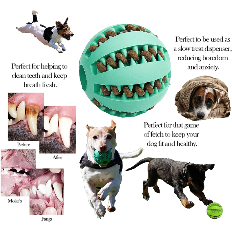 Pet Dog Ball Toy For Tooth Cleaning Snack