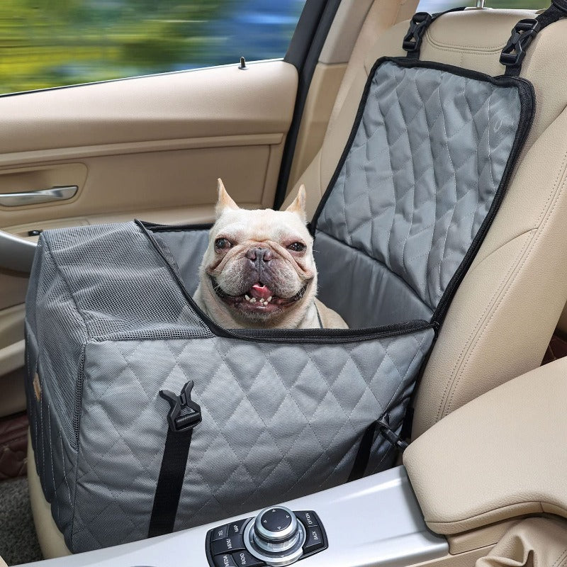 Dog Car Seat for Small Dogs, Portable and Washable Puppy Dog Booster Seats for Car Front Seat with Storage Pockets and Clip-On Leash , Breathable Folding Travel Carrier Bed or Bag