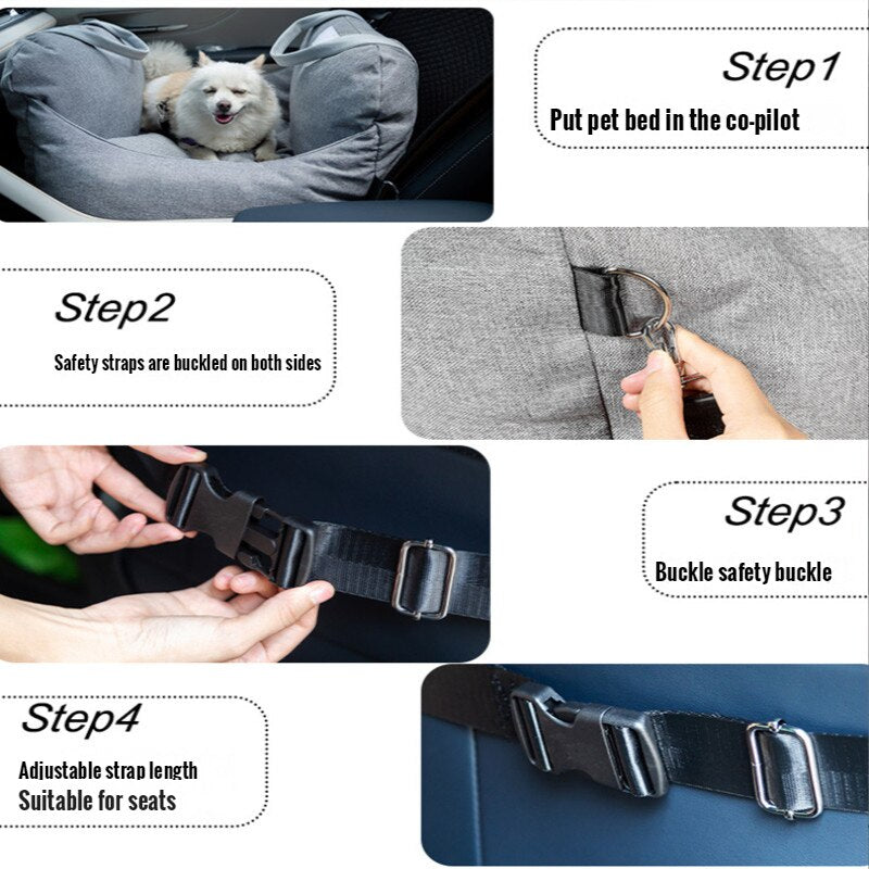 Portable Car Dog Bed Removable Dog Car Seat