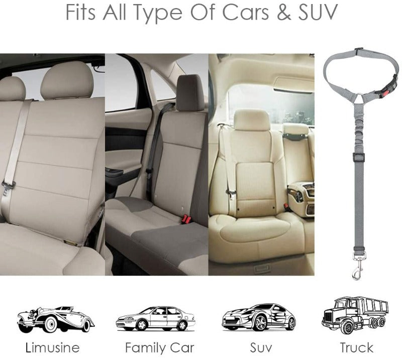 2 Pcs Dog Seat Belt Cat Seat Belts for Cars - Unique Denim & Nylon Fabric,Adjustable Dog Safety Belt