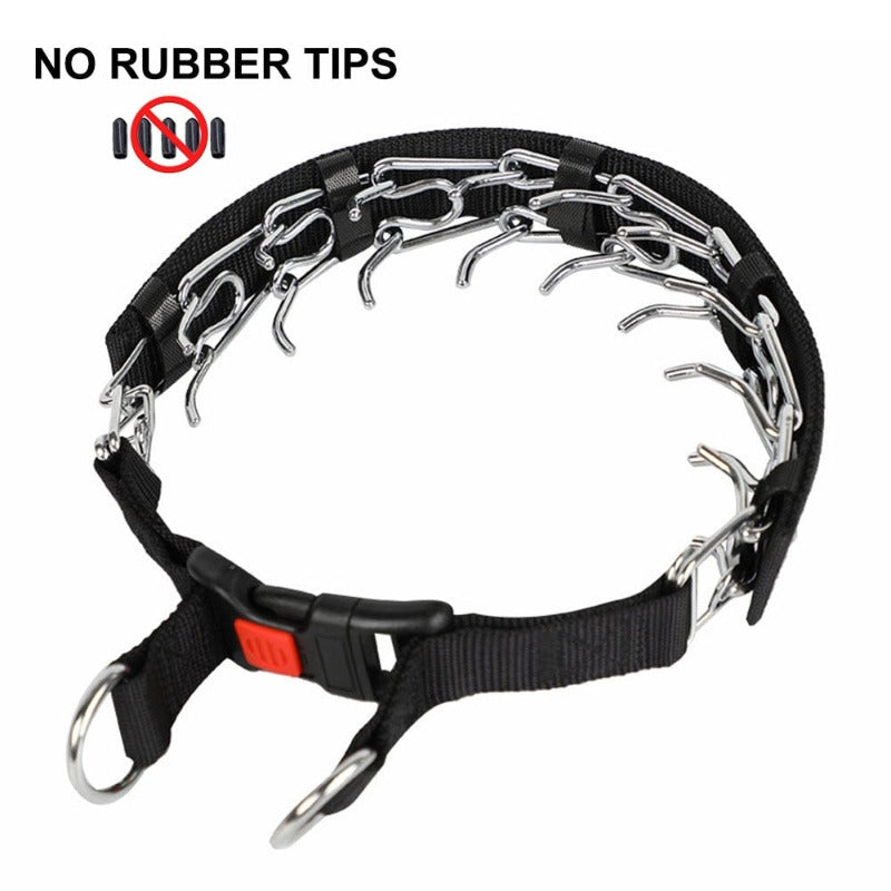 No Pull Nylon Cover Dog Prong Collar Dog Training Pinch Collar with Comfort Tip and Quick Release Buckle for All Sizes Dogs Pets