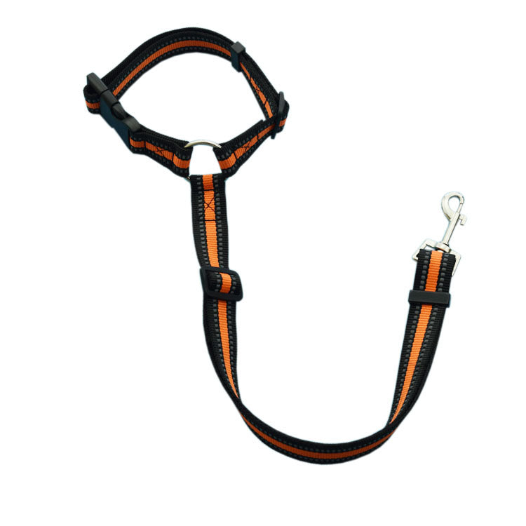 Solid Color Two-in-one Reflective Pet Car Seat Belt Adjustable Dogs Harness
