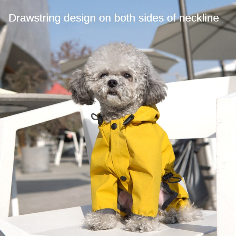 Pets Dog Raincoats With Hooded  Reflective Strip