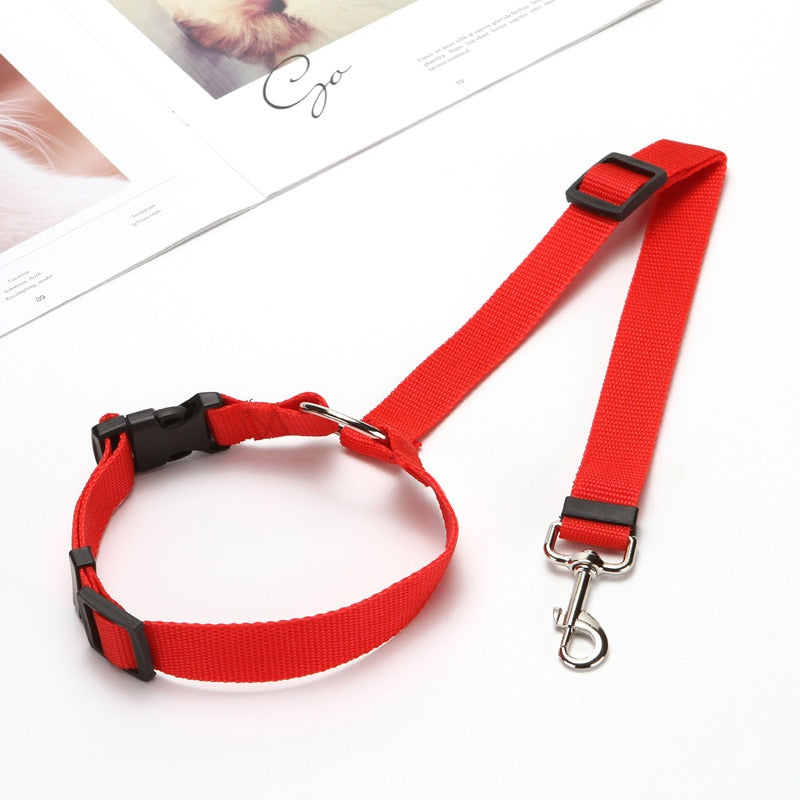 Solid Color Two-in-one Pet Car Seat Belt Adjustable Dogs Harness