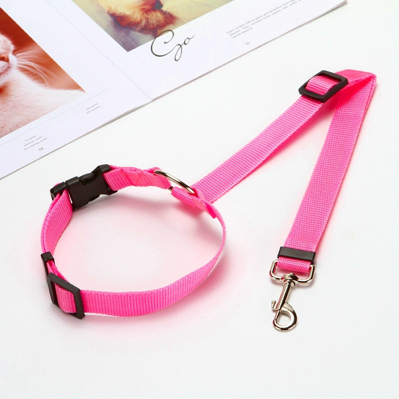 Solid Color Two-in-one Pet Car Seat Belt Adjustable Dogs Harness