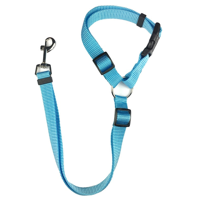 Solid Color Two-in-one Pet Car Seat Belt Adjustable Dogs Harness