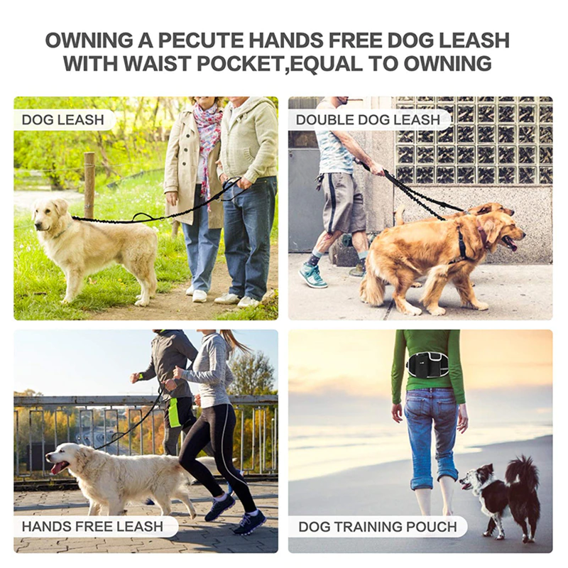 Dog Walking Bags Training Pet Treat Bag Fanny Pack Hands-Free Pet Candy Pouch Bungee Leash Dog Feed Bowls Storage Water Cup Bags