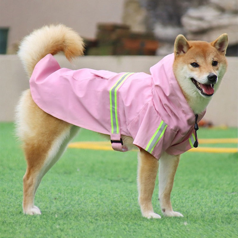Pets Dog Raincoats Reflective Small Large Dogs Rain Coat Hood Waterproof Jacket Adjustable Lightweight Rain Poncho with Strip Reflective Fashion Outdoor Breathable Puppy Clothes
