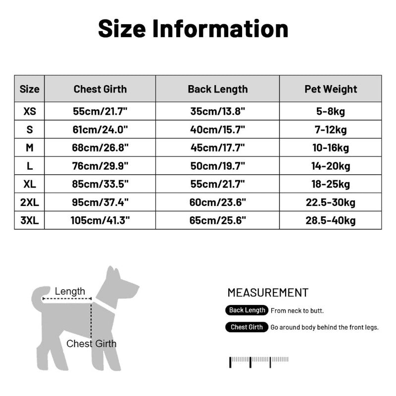 Pet Dog Jacket Reflective Windproof Outdoor Jackets for Small Large Dogs Waterproof Dog Snowsuit Adjustable Back Zipper Pet Rain Coat Supplies